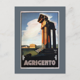 Agrigento Vintage Italian Travel Poster Postcard