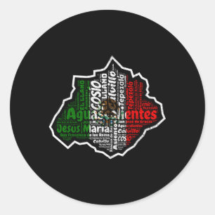 Aguascalientes Mexico Bandera Mexicana Mapa Mexica Classic Round Sticker