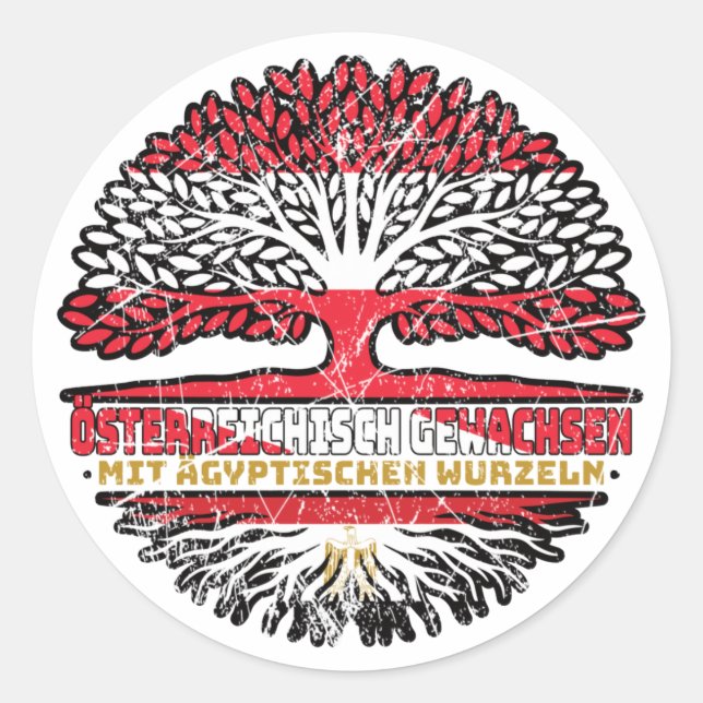 Ägypten Ägyptisch Österreichisch Österreich Baum Classic Round Sticker (Front)