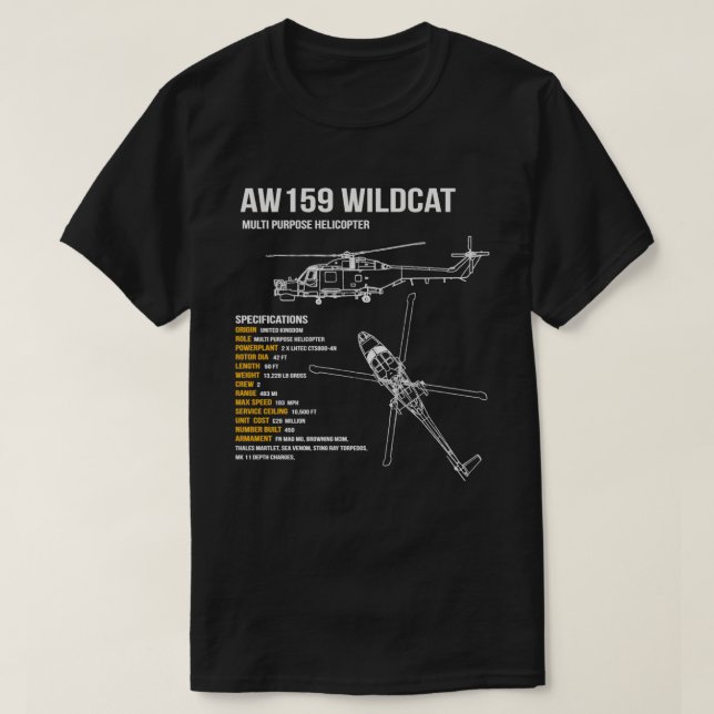 Ah1 Wildcat Helicopter T-Shirt (Design Front)
