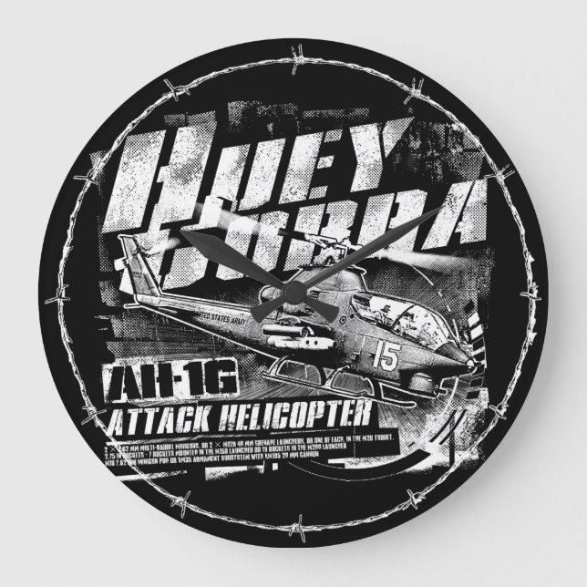 AH-1G HueyCobra Large Clock Acrylic Wall Clock (Front)