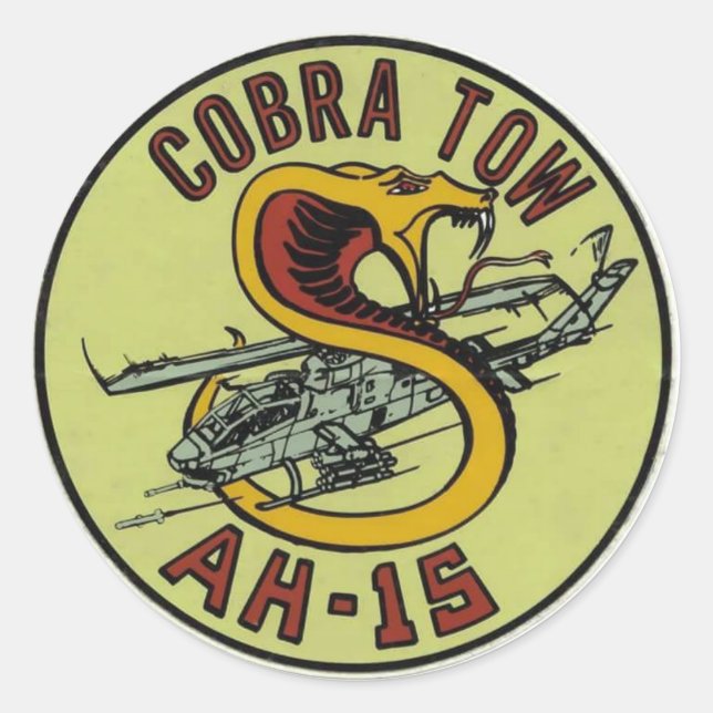 AH-1S COBRA TOW DECAL CLASSIC ROUND STICKER (Front)