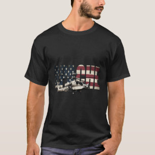 Ah-64 Ah64 Apache Helicopter Us American Flag T-Shirt