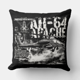 AH-64 Apache Grade A Cotton Throw Pillow 20x20