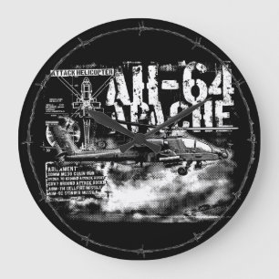 AH-64 Apache Round (Large) Wall Clock