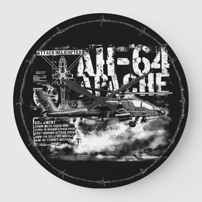 AH-64 Apache Round (Large) Wall Clock (Front)