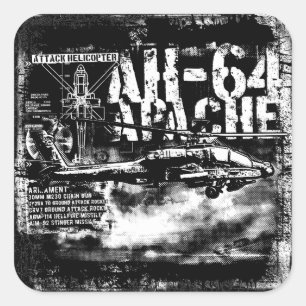 AH-64 Apache Square Stickers