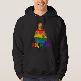 Ah Men Christian Lgbt Gay Pride Rainbow Flag Jesus Hoodie