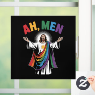 Ah Men Funny Jesus LGBTQ Gay Pride Rainbow