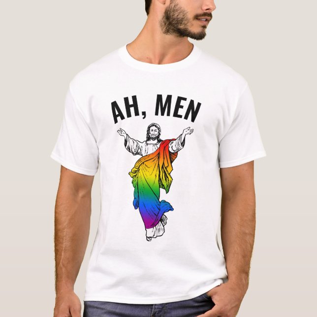 Ah Men - Funny Jesus Meme T-Shirt (Front)