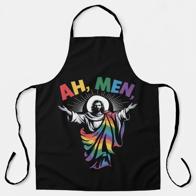 Ah Men Funny LGBT Gay Pride Apron (Front)