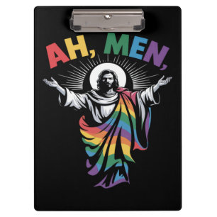 Ah Men Funny LGBT Gay Pride Clipboard