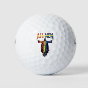 Ah Men Funny LGBT Gay Pride Jesus Christian Golf Balls