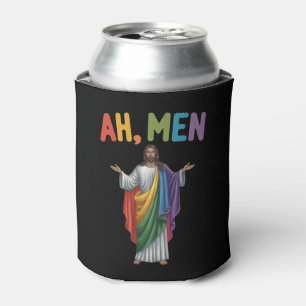 Ah Men Funny LGBT Gay Pride Jesus Rainbow Flag  Can Cooler