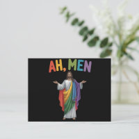 Ah Men Funny LGBT Gay Pride Jesus Rainbow Flag