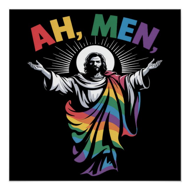 Ah Men Funny LGBT Gay Pride Poster (Front)