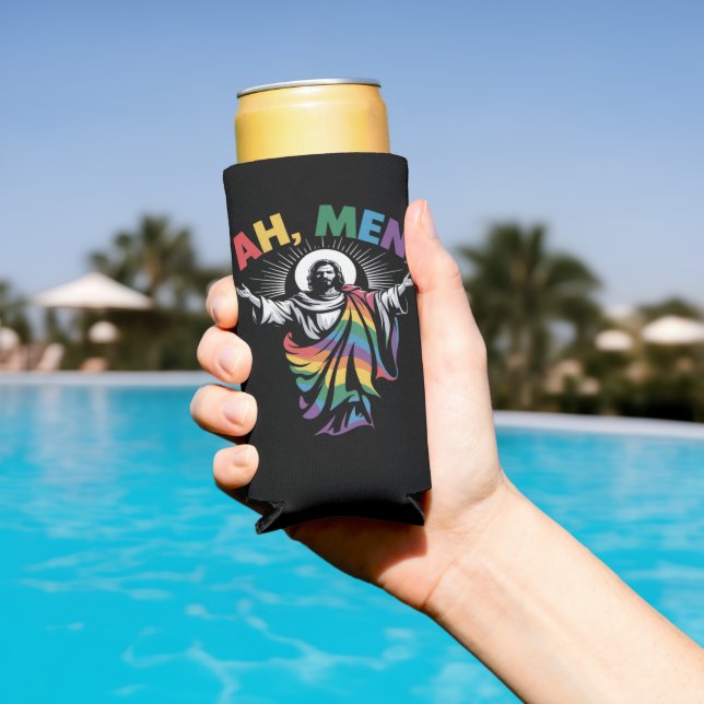 Ah Men Funny LGBT Gay Pride Seltzer Can Cooler (In Situ Pool)