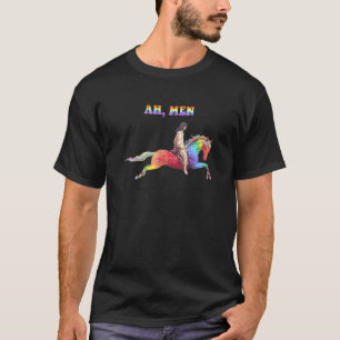 Ah Men  Lgbt Flag Gay Pride Jesus Horse Rainbow T-Shirt