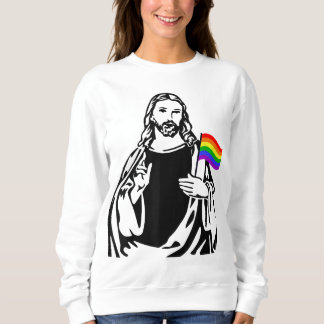 Ah Men LGBT Gay Lesbian Pride Jesus Rainbow Flag C Sweatshirt