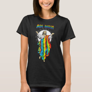 Ah Men Lgbt Gay Pride Jesus Rainbow Flag Christia T-Shirt