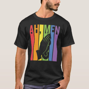 Ah Men Lgbt Gay Pride Jesus Rainbow Peace Flag T-Shirt