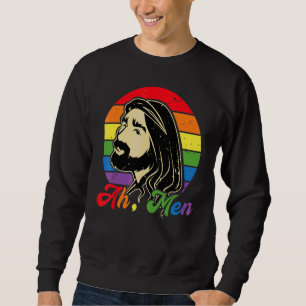 Ah Men Rainbow Gay Jesus Christian Lgbt Pride Flag Sweatshirt