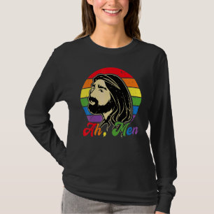 Ah Men Rainbow Gay Jesus Christian Lgbt Pride Flag T-Shirt