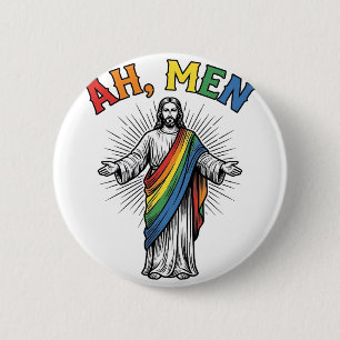 Ah Men Rainbow Religious Vintage 6 Cm Round Badge
