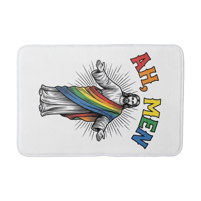 Ah Men Rainbow Religious Vintage Bath Mat (Front)