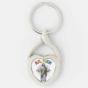 Ah Men Rainbow Religious Vintage Key Ring