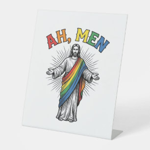Ah Men Rainbow Religious Vintage Pedestal Sign