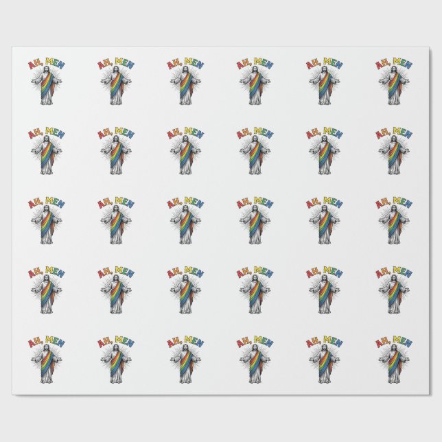 Ah Men Rainbow Religious Vintage Wrapping Paper (Flat)