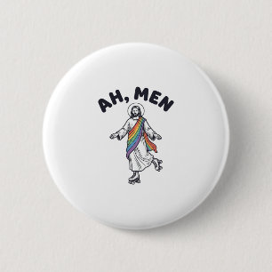 Ah Men Roller Skating Faith Vector Design_1 6 Cm Round Badge