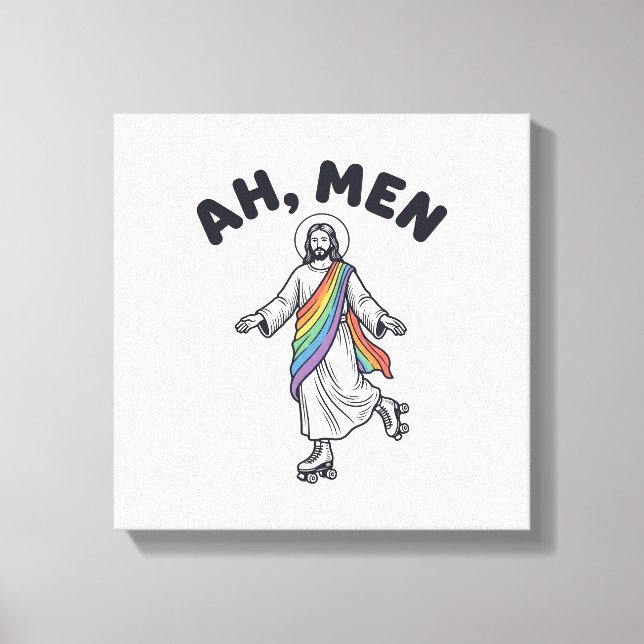 Ah Men Roller Skating Faith Vector Design_1 Canvas Print (Front)
