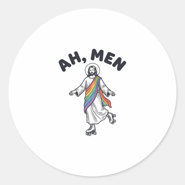 Ah Men Roller Skating Faith Vector Design_1 Classic Round Sticker (Front)