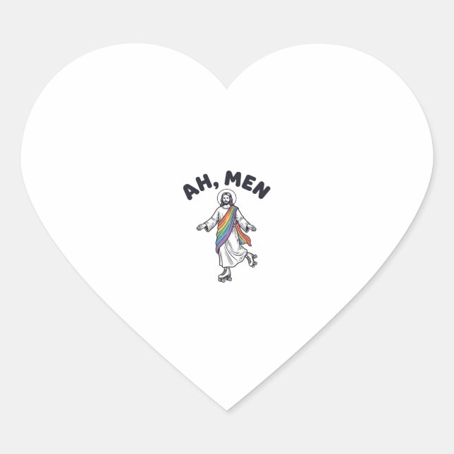 Ah Men Roller Skating Faith Vector Design_1 Heart Sticker (Front)