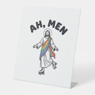Ah Men Roller Skating Faith Vector Design_1 Pedestal Sign