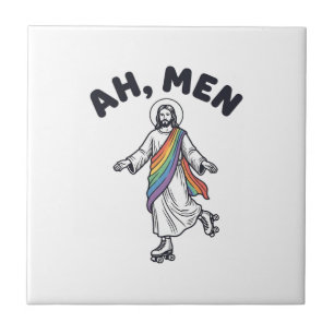 Ah Men Roller Skating Faith Vector Design_1 Tile