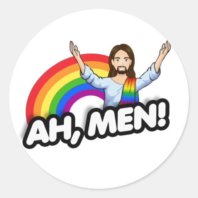 Ah, Men T-Shirt Classic Round Sticker (Front)