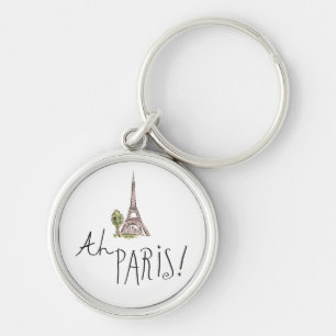 Ah Paris! Quote With Effiel Tower Key Ring
