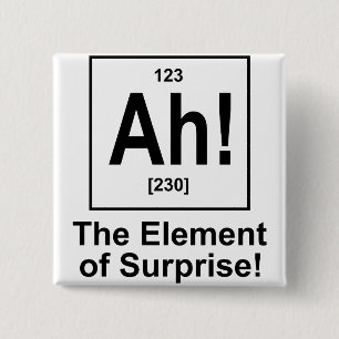 Ah! The Element of Surprise. 15 Cm Square Badge