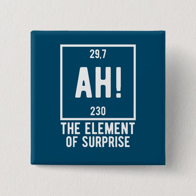 Ah! The Element of Surprise Funny Chemistry  15 Cm Square Badge (Front)