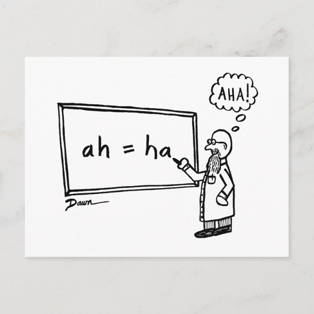Aha! Funny STEM Cartoon Humour Math Science Joke Postcard (Front)