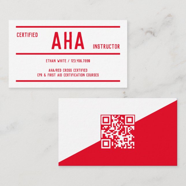 AHA Instructor Scannable Business Card (Front/Back)