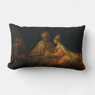 Ahasuerus Haman Esther Rembrandt Biblical Baroque Lumbar Cushion