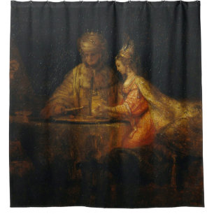 Ahasuerus Haman Esther Rembrandt Biblical Baroque Shower Curtain
