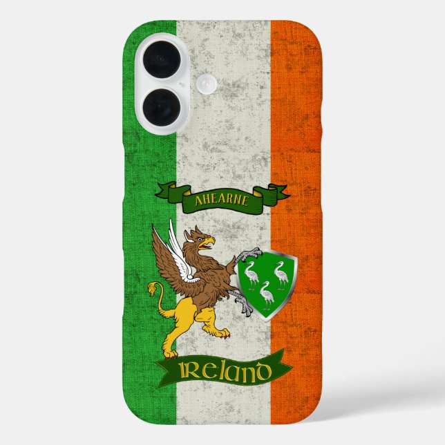 Ahearne Irish Shield & Griffin Personalised       Case-Mate iPhone Case (Back)