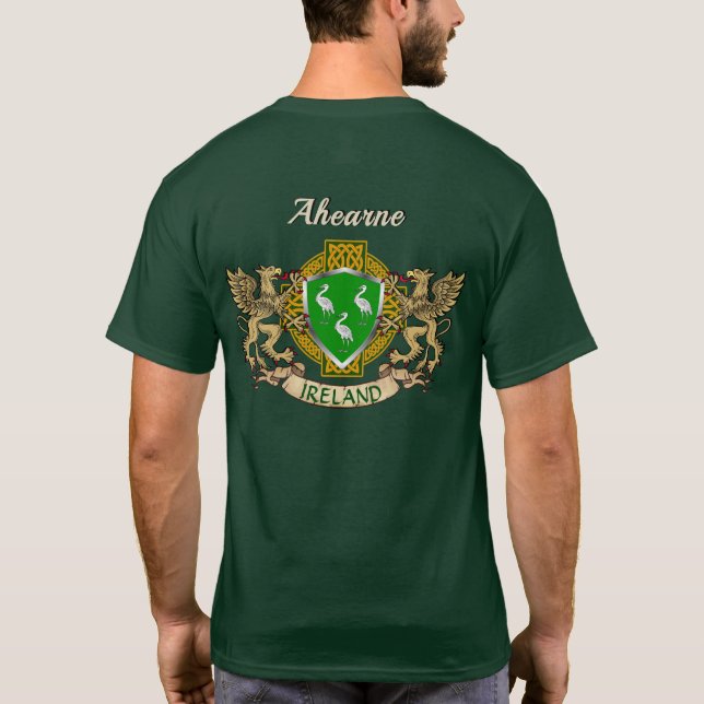 Ahearne Irish Shield & Griffins Personalised  T-Shirt (Back)
