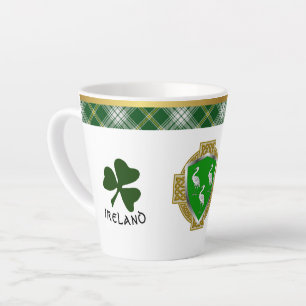 Ahearne Irish Shield & Tartan Personalised Latte Mug