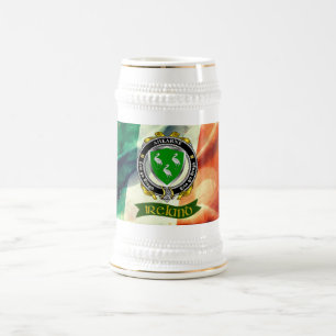 Ahearne Personalised Irish Badge w/Irish Flag Beer Stein